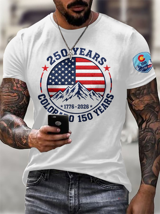 Men'S Retro Colorado 150 Years USA 250 Print T-Shirt