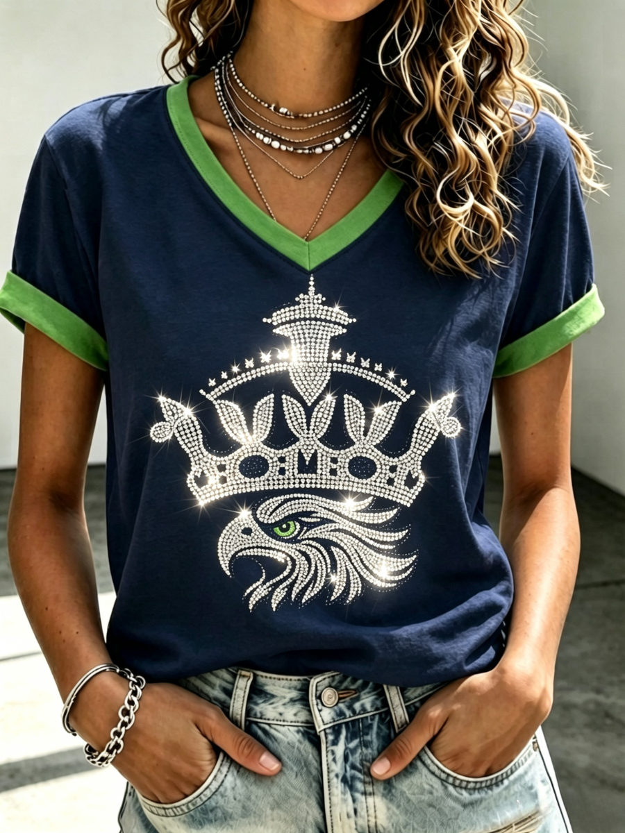 Women's Seattle Football Printed Vintage Fashion Print T-shirt
