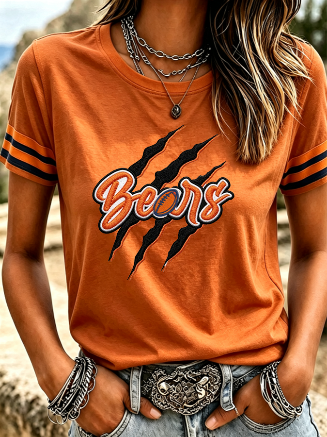 Women'S Retro Football Printed T-Shirt