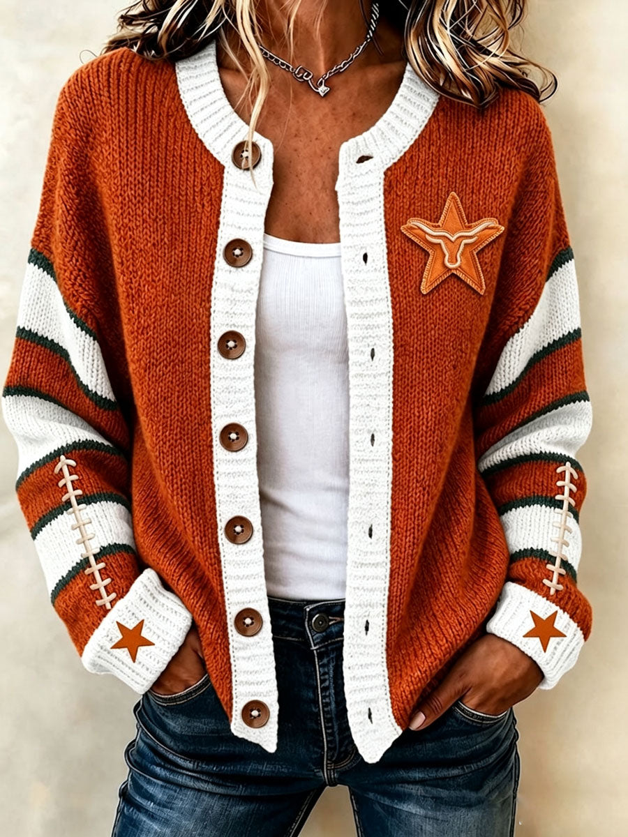 Women's American football knit cardigan