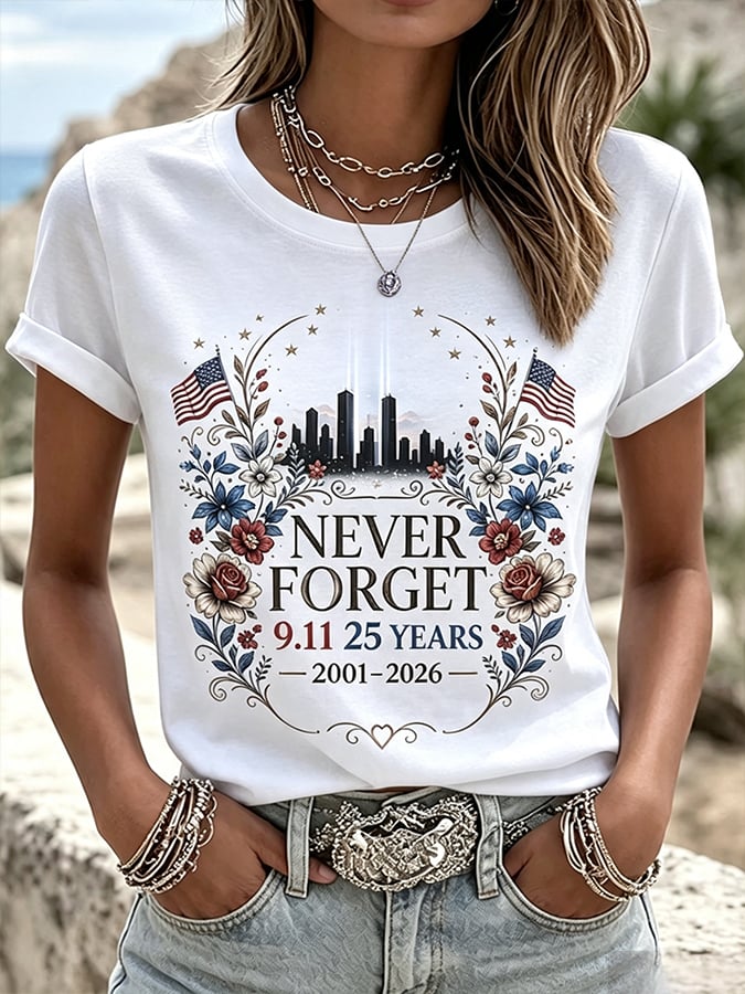 Women's 9.11 Never Forget Printed Casual Tops