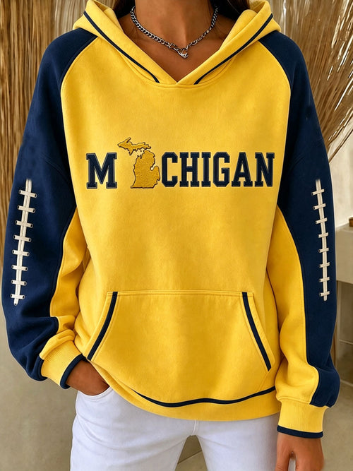 Ladies' Casual Rugby Fan Hooded Sweatshirt