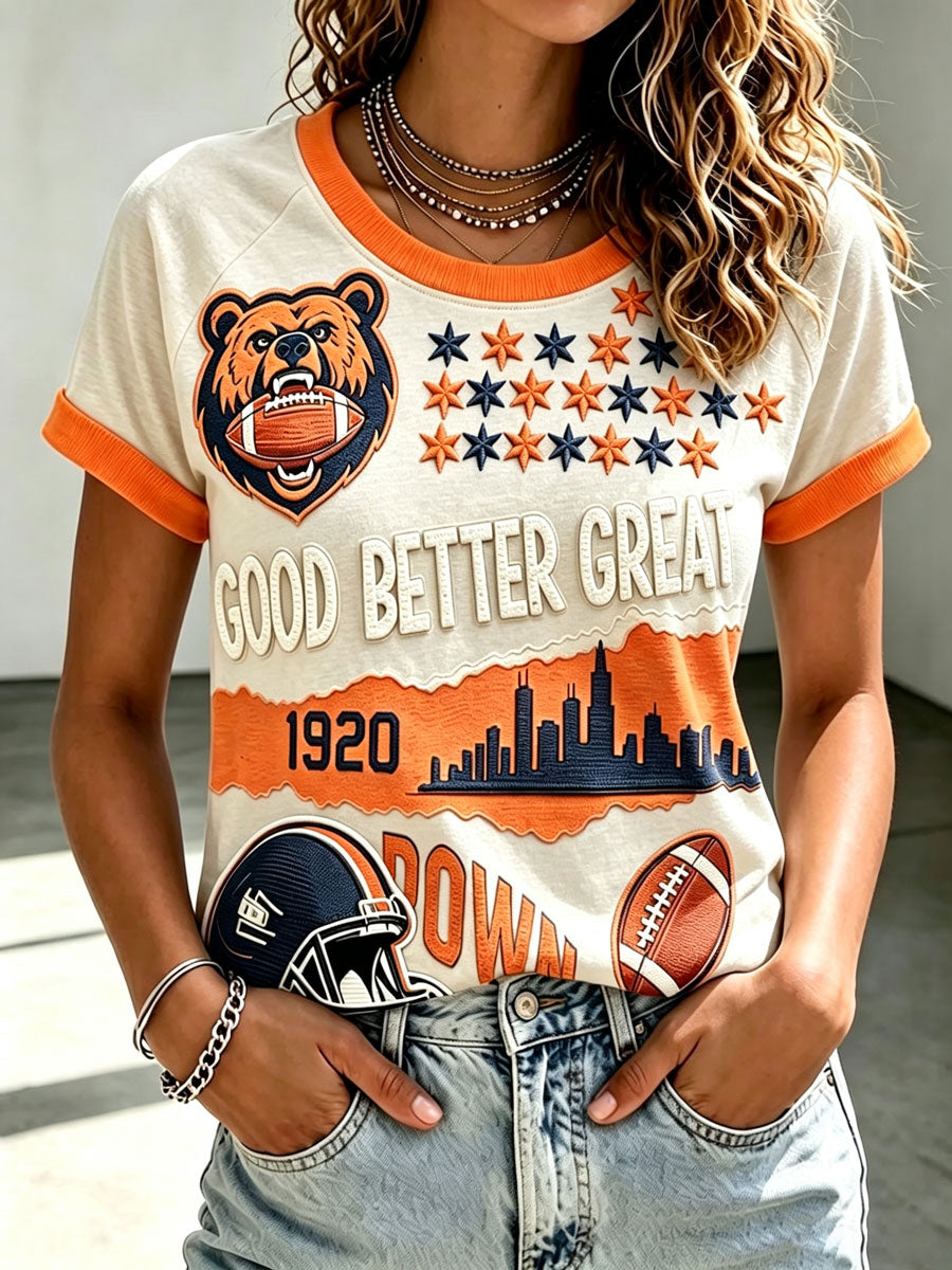 Women's Football Printed Short Sleeved T-Shirt