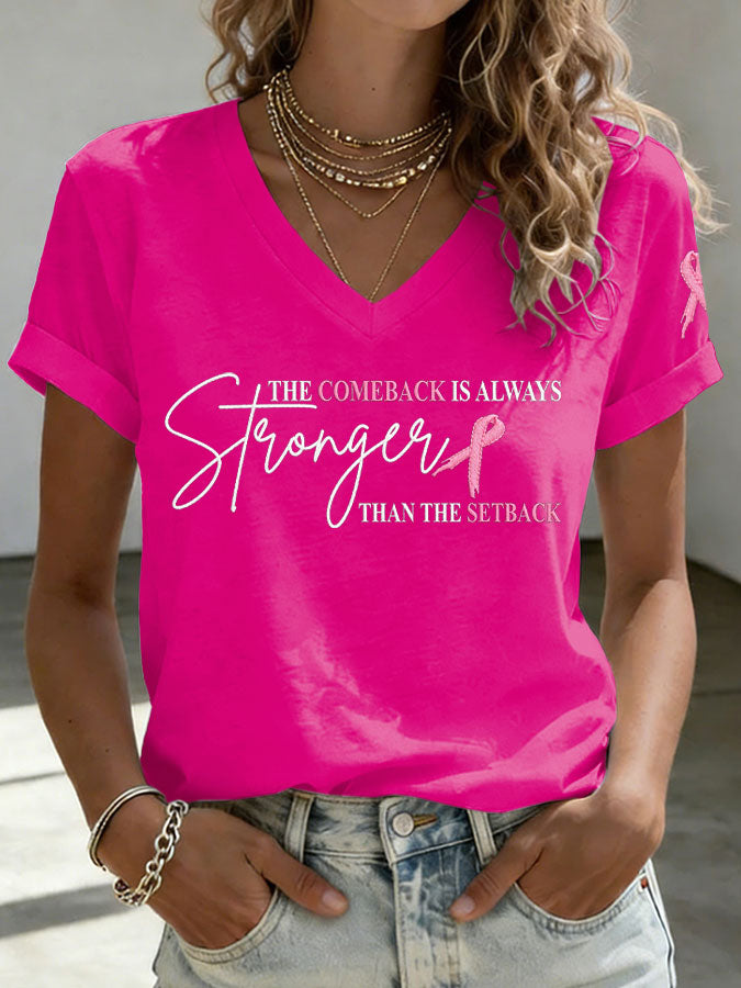 Women'S Breast Cancer Awareness Printed Casual T-Shirt