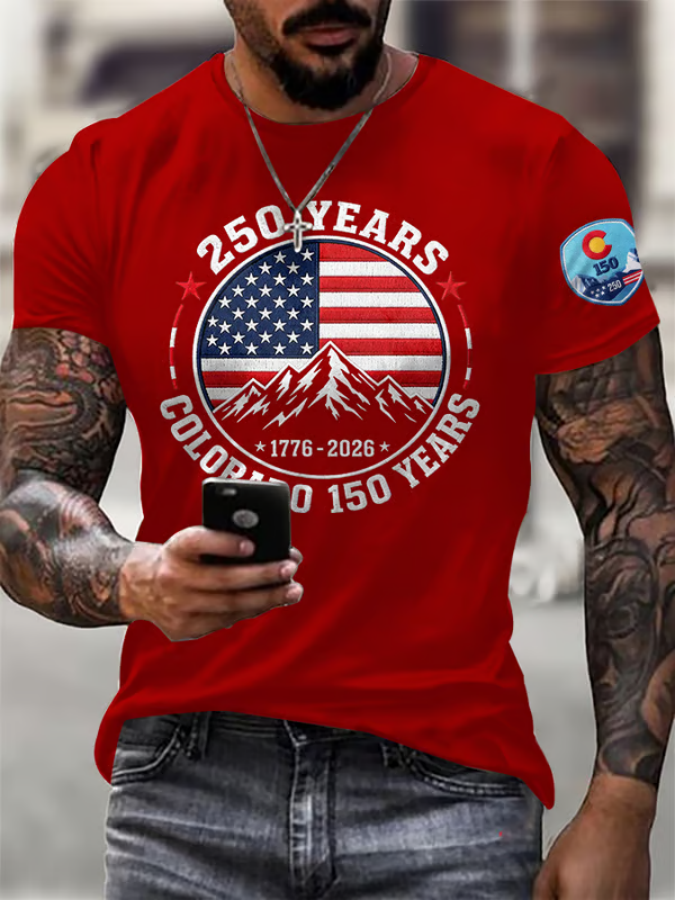 Men'S Retro Colorado 150 Years USA 250 Print T-Shirt