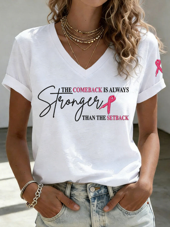 Women'S Breast Cancer Awareness Printed Casual T-Shirt