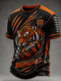 Men's Football Printed Round Neck T-Shirt