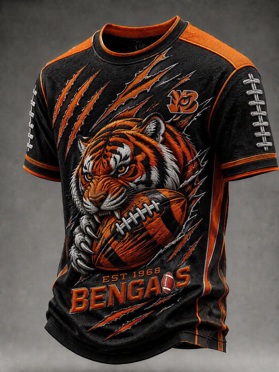 Men's Football Printed Round Neck T-Shirt