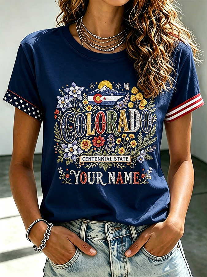 Women's Retro Colorado Print T-shirt