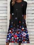 Women's Casual American Independence Day Cotton And Linen Dress