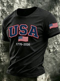 Men's USA 1776-2026 Printed Casual T-shirt