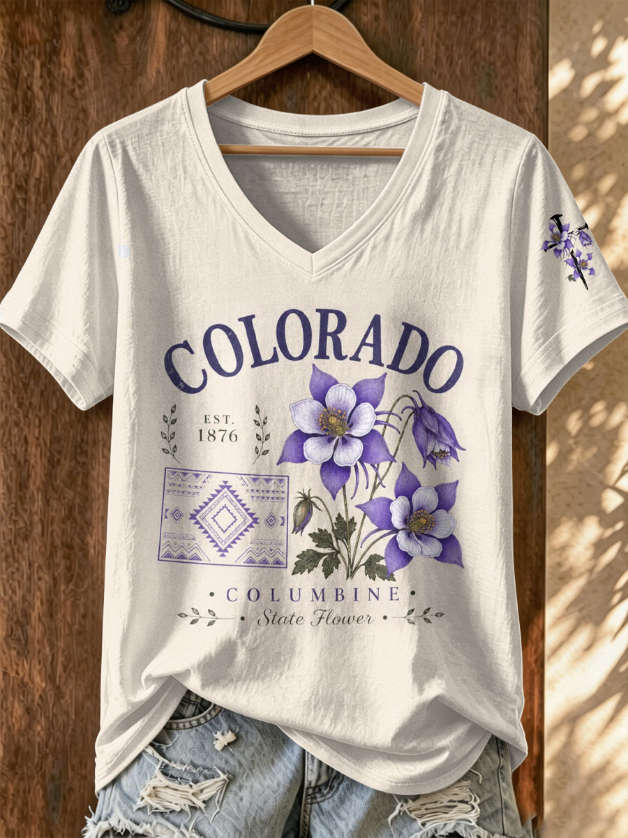 Women'S Colorado Printed V-Neck T-Shirt