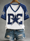 Women's Football Gameday Gift For Football Fans V-Neck Tee
