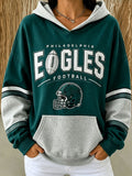 Women's Football Fan Printed Vintage Hoodie
