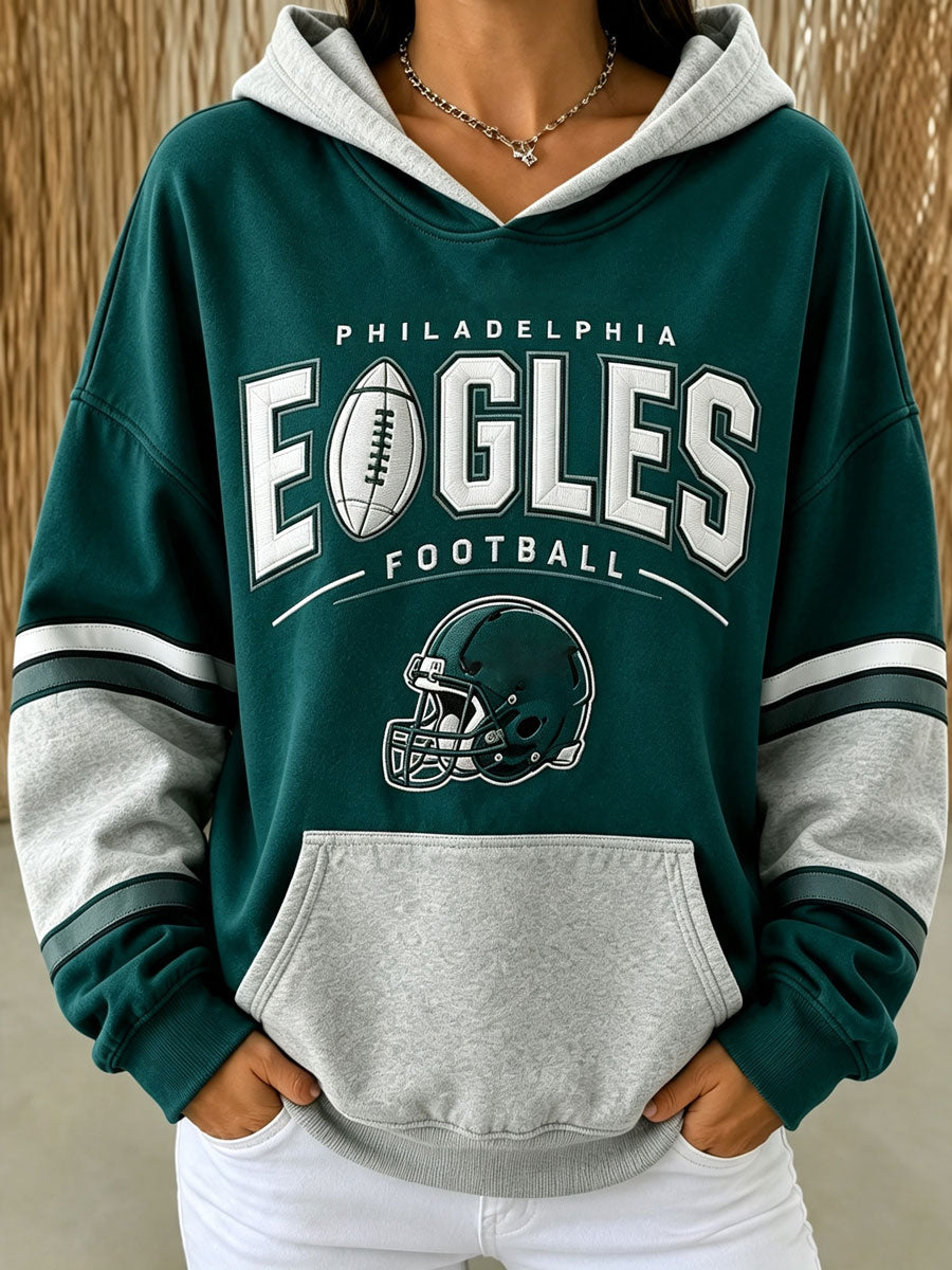 Women's Football Fan Printed Vintage Hoodie
