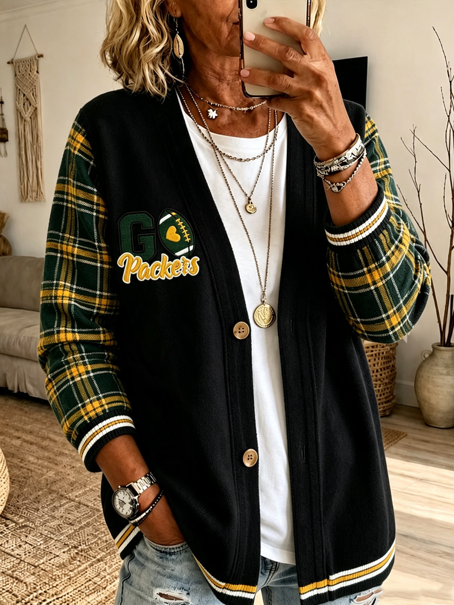 Women'S Football Print Cardigan
