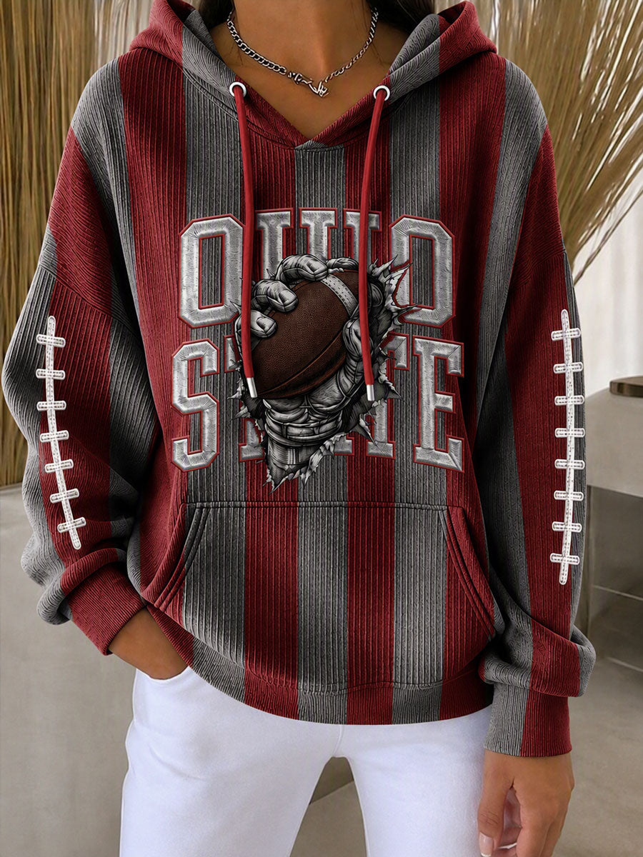 Women'S College Football Printed Hooded Sweatshirt