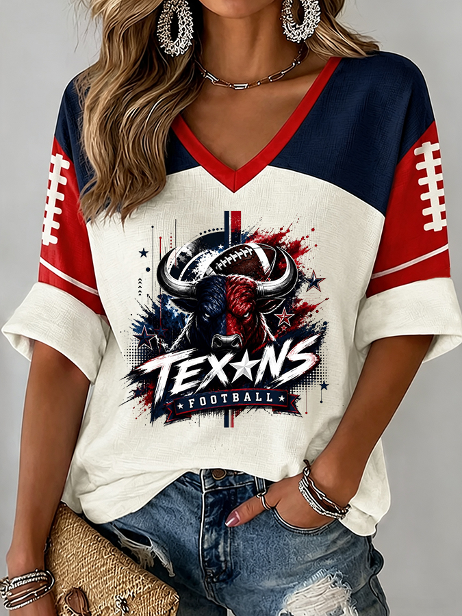 Women'S Football Print Waffle Top