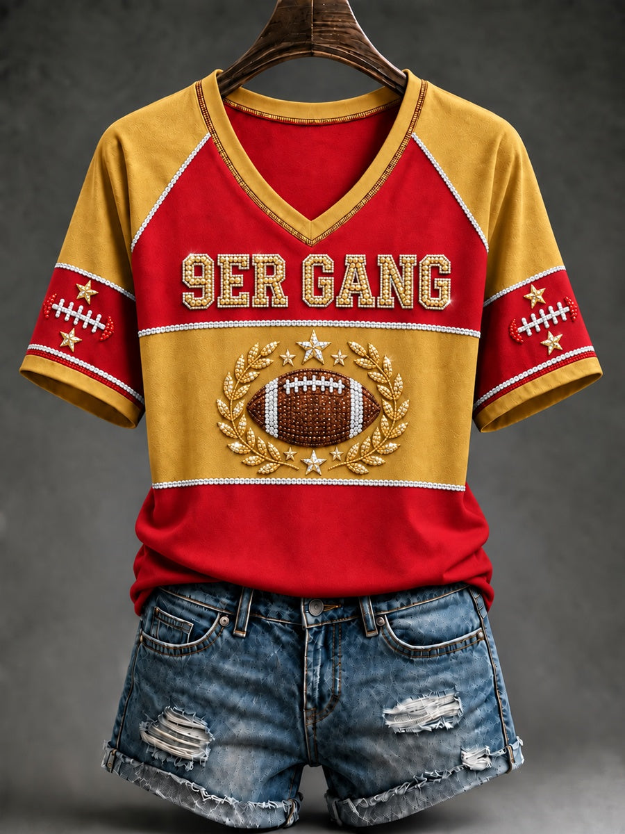 Women's Football Print Casual T-Shirt