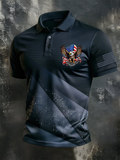 Men'S American Flag Print Casual Polo Shirt