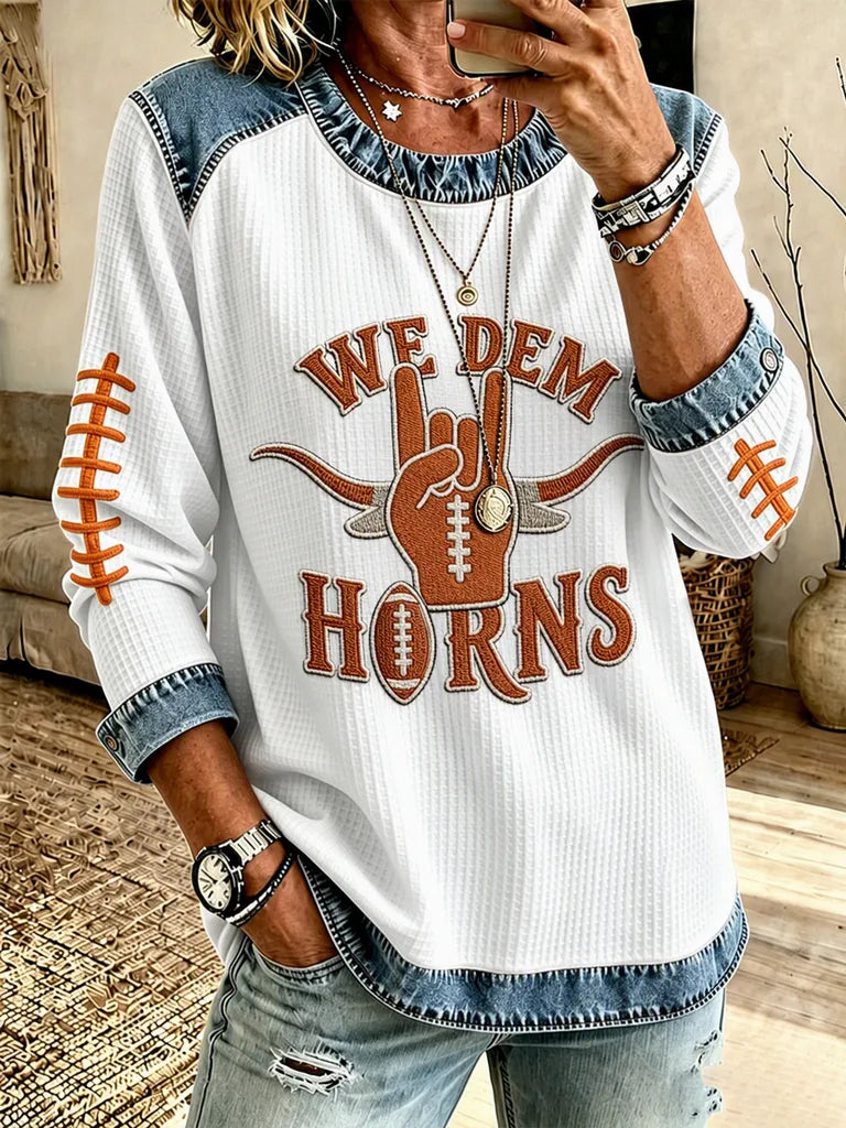 Women'S Football Printed Casual Long Sleeve Top