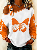 Women'S Football Print Casual Off-Shoulder Sweatshirt