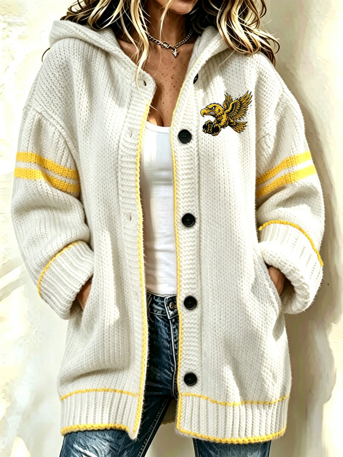 Women's Football Printed Casual Cardigan