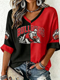 Women'S Football Print Waffle  Top