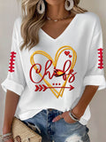 Women'S Football Print Waffle Top