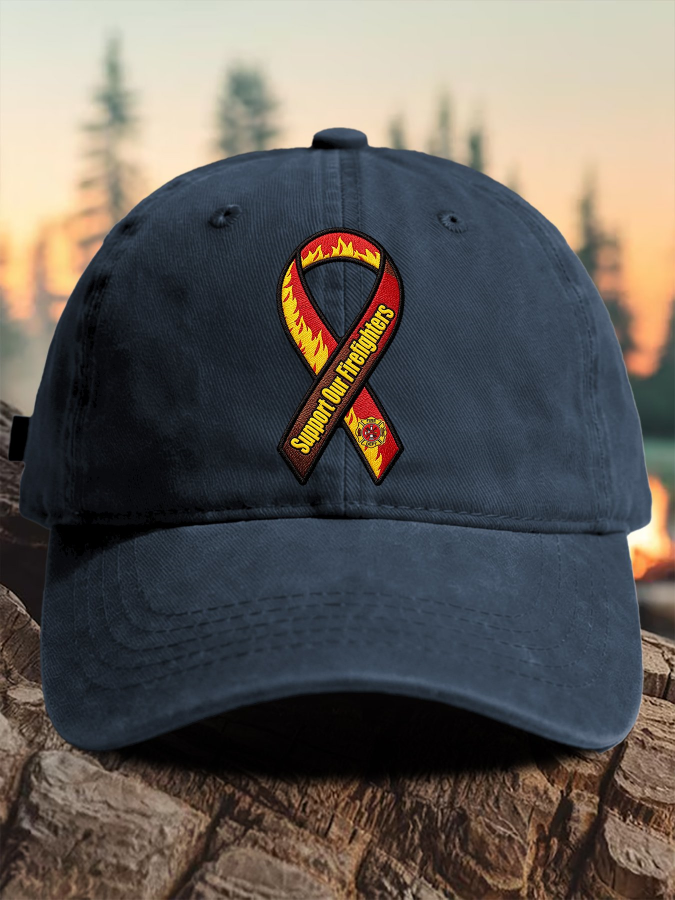 Retro Support Our Firefighters Print Baseball Cap