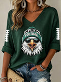 Women'S Football Print Waffle Top