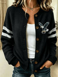Women'S Football Sports Casual Knitted Cardigan Top
