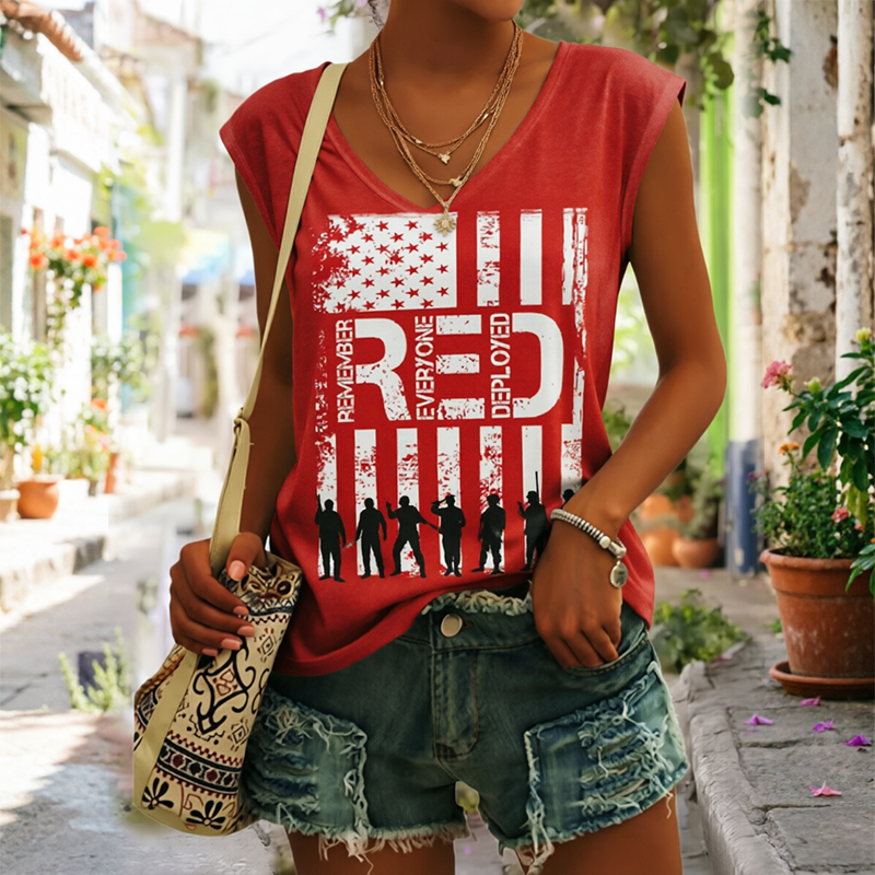 Women's "Red Friday" Artistic Print Casual Vest