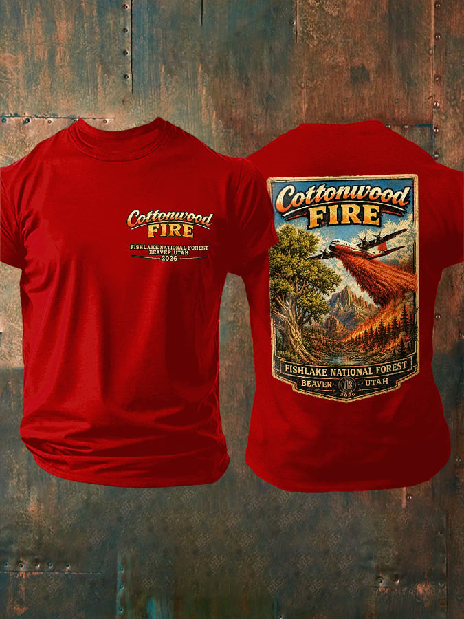 Men'S Retro Cottonwood Fire Fishlake National Forest, Beaver, Utah 2026 Print T-Shirt