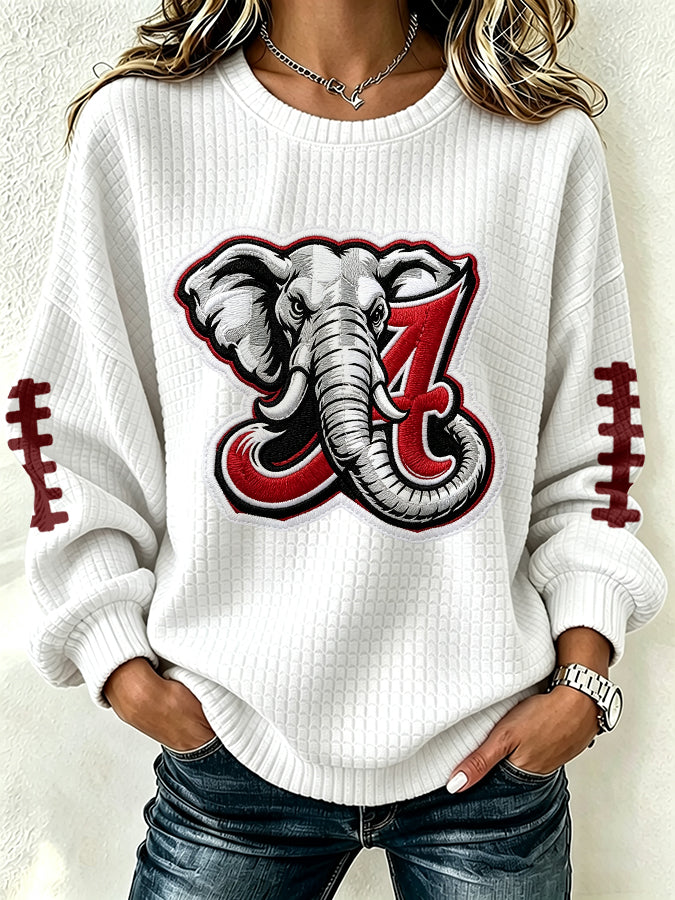 Women'S Football Print Long Sleeved Round Neck Sweatshirt
