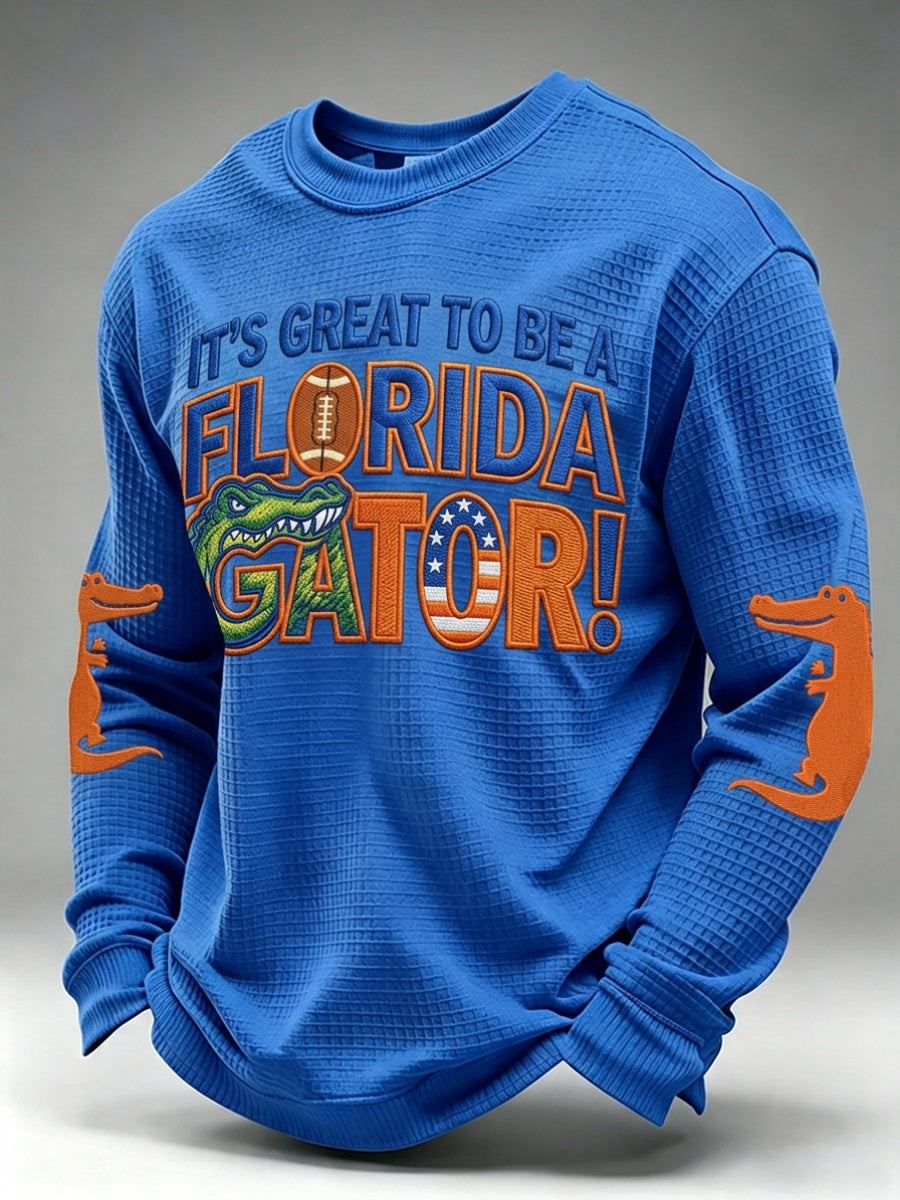 Men'S Football Printed Waffle Sweatshirt