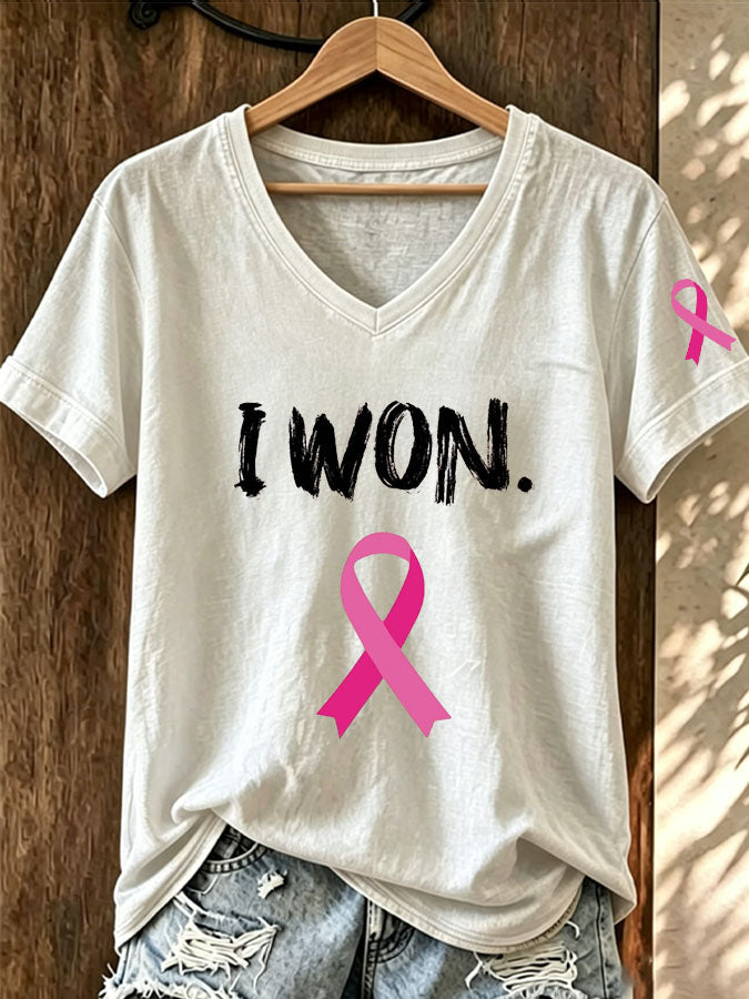 Women'S Breast Cancer Awareness Print T-Shirt