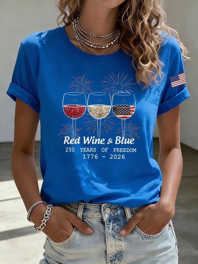 Women's Casual USA 250th Anniversary Print Short-Sleeve T-Shirt