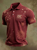 Men'S American Flag Print Casual Polo Shirt