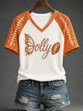 Women's Football Commemorative Printed Casual T-Shirt
