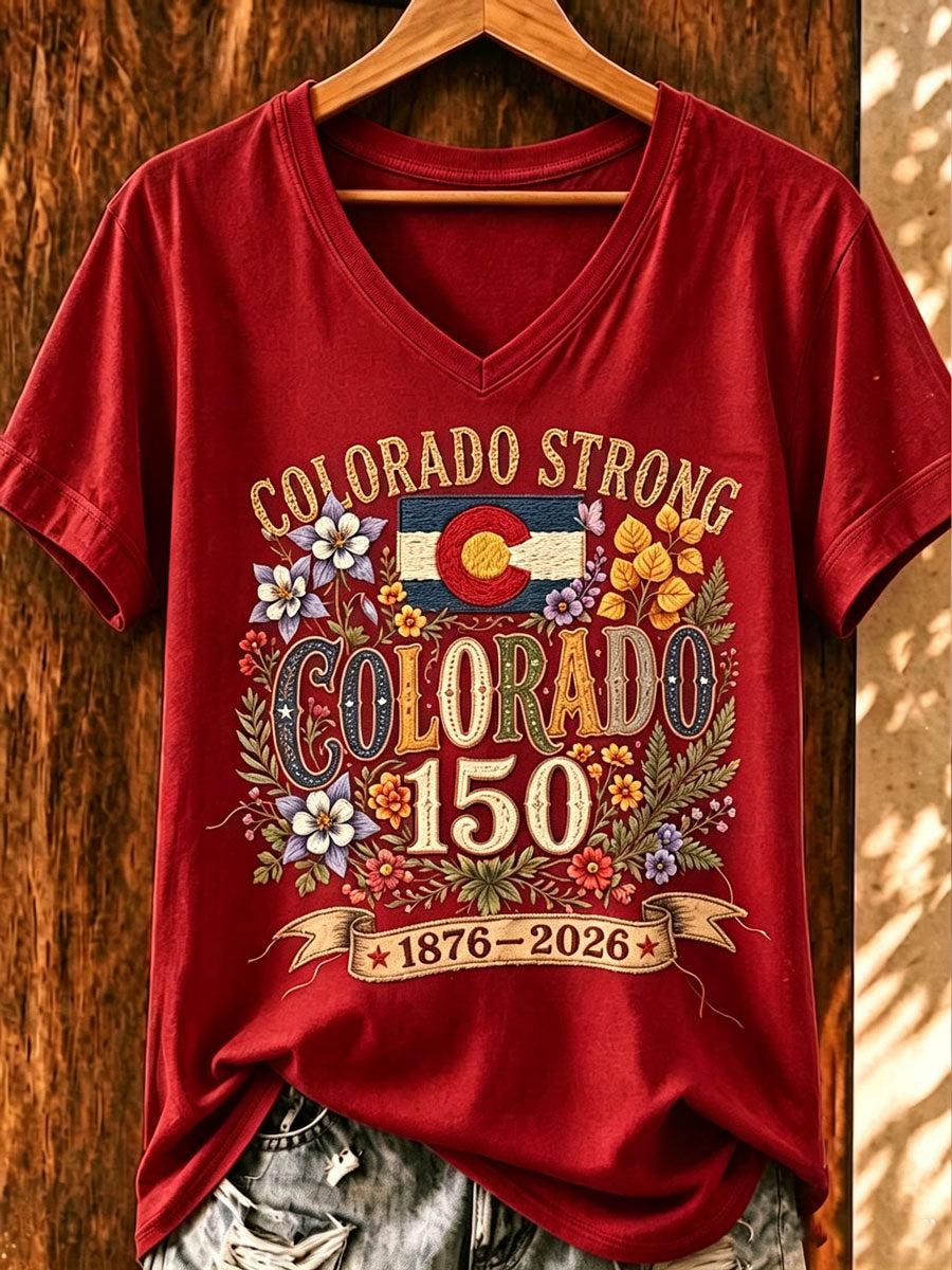 Women'S Colorado Strong Vintage Colorado Flag Mountain Forest T-Shirt