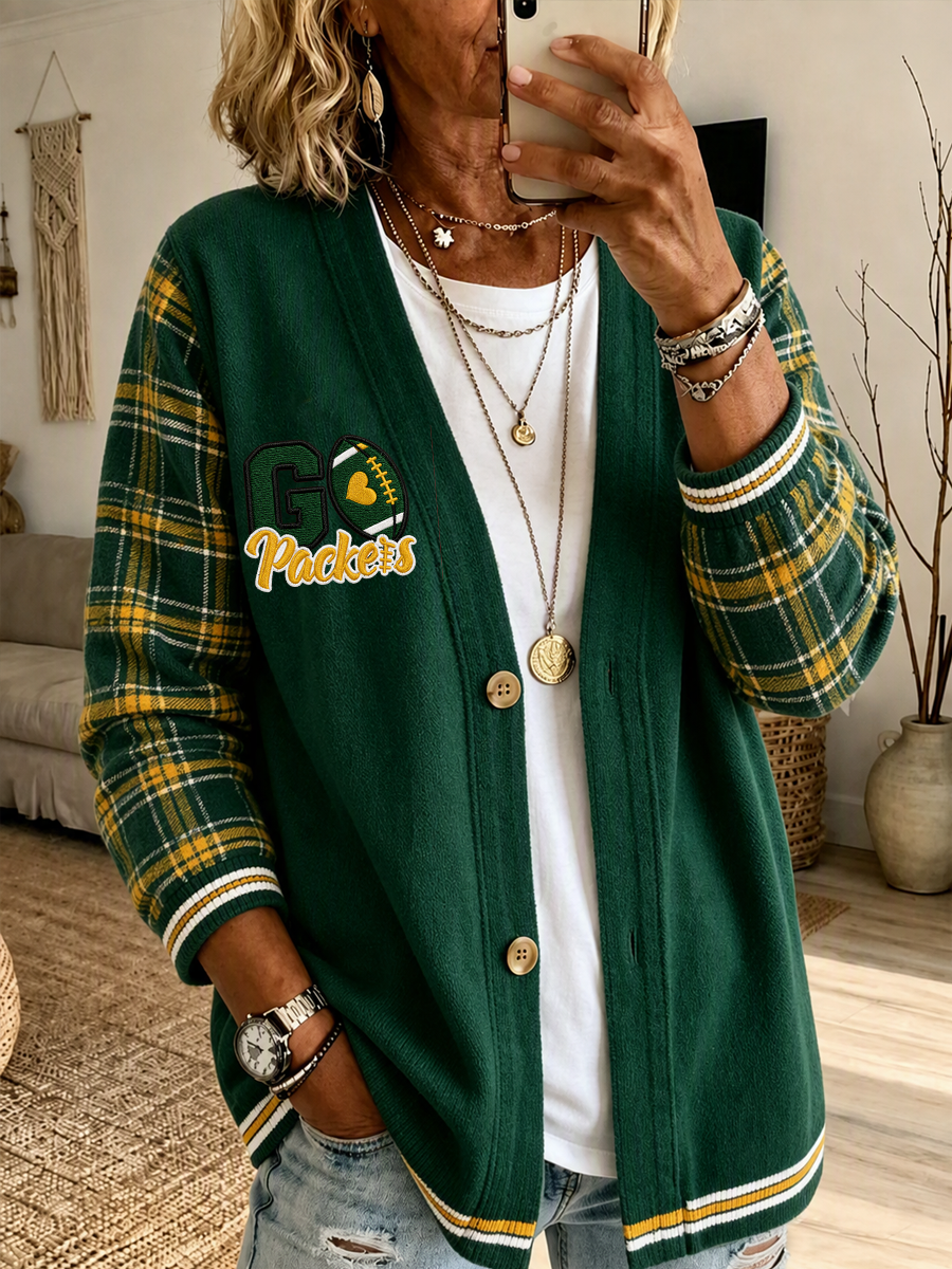 Women'S Football Print Cardigan