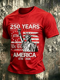 Men'S Casual American 250Th Anniversary Personalized Printed Round Neck T-Shirt