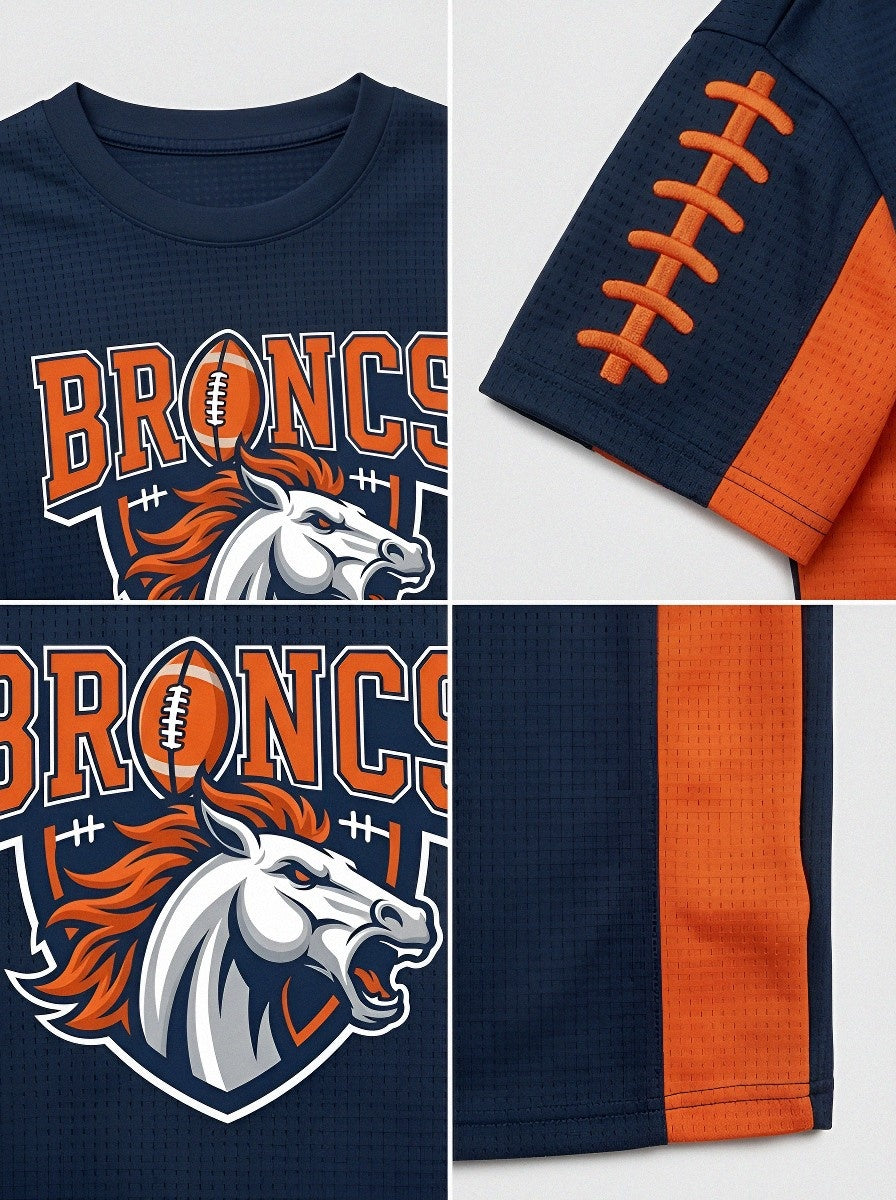 Men's Denver Football Fan Broncs Horse Logo Printed T-shirt