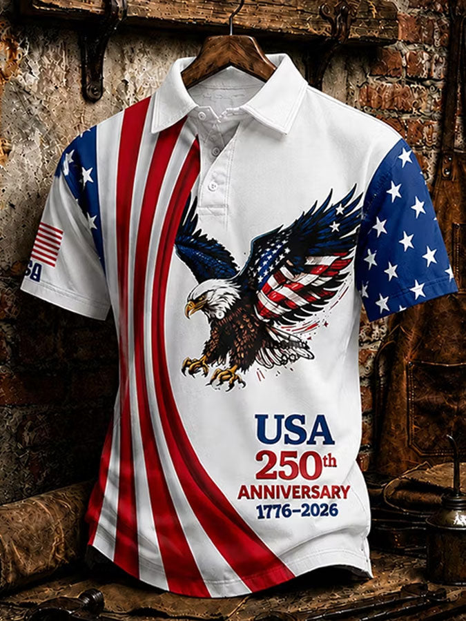 Men's America Flag Print Short Sleeve Top