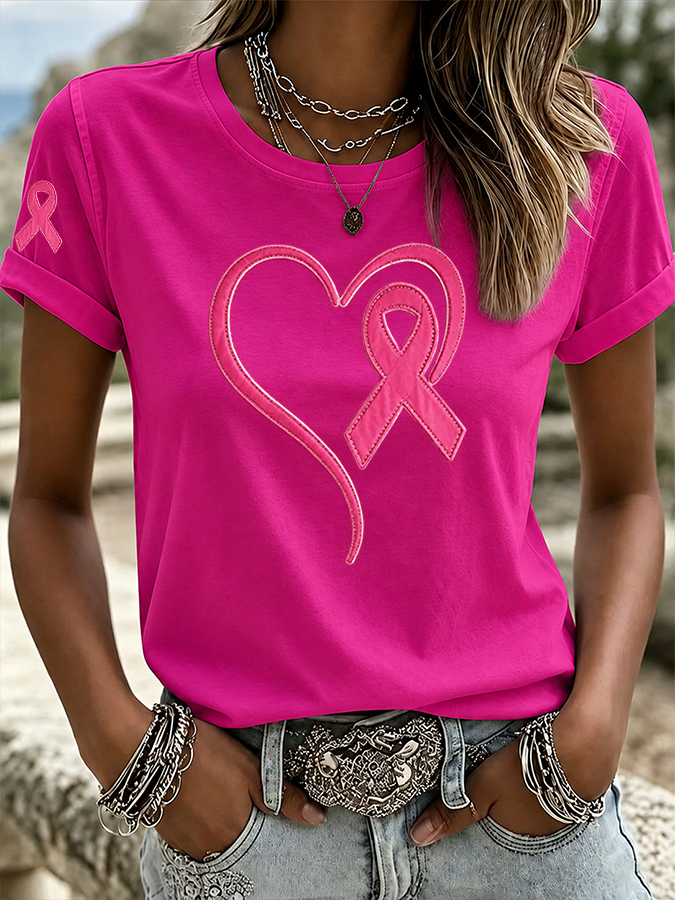 Women'S Breast cancer awareness Printed Casual T-Shirt