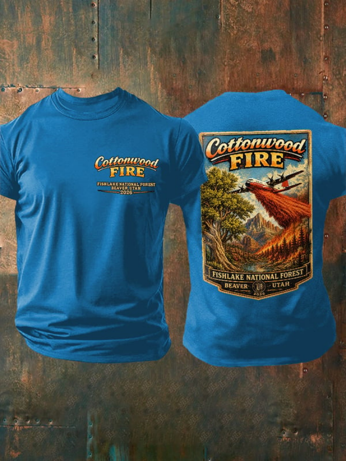 Men'S Retro Cottonwood Fire Fishlake National Forest, Beaver, Utah 2026 Print T-Shirt