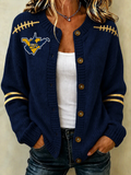 Women's Football Fans Printed Knitted Cardigan Top