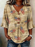 Women'S Casual Printed Independence Day Top