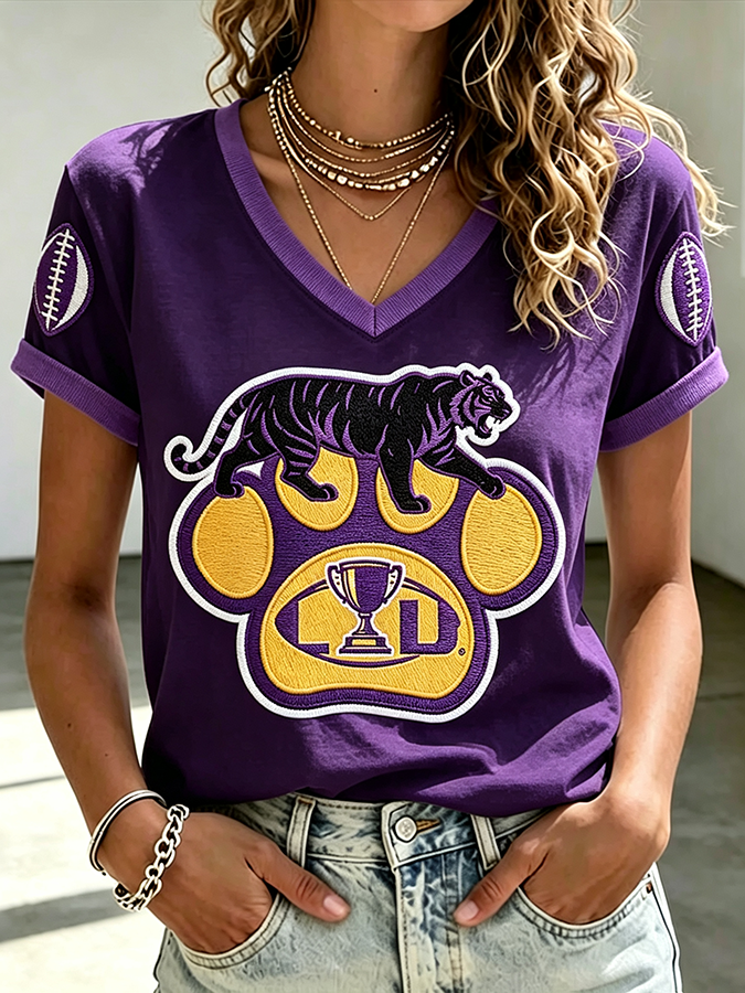 Women'S Football Print Short-Sleeve T-Shirt